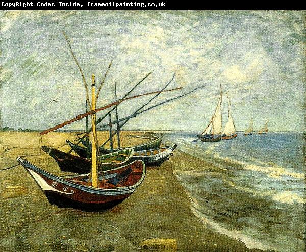 Vincent Van Gogh fiskear pa stranden vid saintes-mariesbat